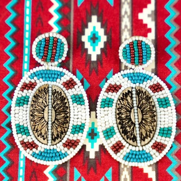 ❤️NWT *BOUTIQUE*   SUN RIVER TERRACE WHITE MULTI SEED BEAD EARRINGS - Picture 1 of 1
